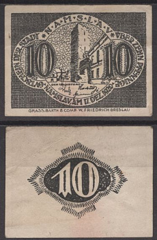 Намслау 10 пфеннигов 1920 DeNG 2 N2.1a бумага 8612-34-2-1