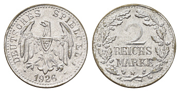 Германия игровой жетон в 2 рейхсмарки 1926 диаметр 24,5 мм, вес 0,6 гр картон 4704-246
