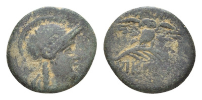 Мисия, Пергам АЕ 200-133 гг. до н.э. Афина в шлеме/сова на пальмовой ветви SNG BN 1920-2 медь 1100-11-64