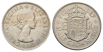 Великобритания 1/2 кроны 1966 Елизавета II (1952-2022) KM 907, Spink 4145 медно-никель aUNC 4667-411