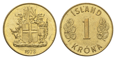 Исландия 1 крона 1973 KM 12a никель латунь UNC 4695-535
