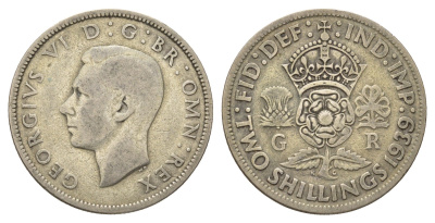 Великобритания 2 шиллинга (флорин) 1939 Георг VI (1936-1952) KM 855, Spink 4081 серебро 4691-917