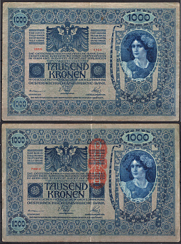 Австрия 1000 крон 1902 (1919) Pick 57 a бумага 8564-20-2-1