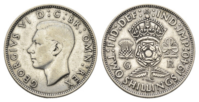 Великобритания 2 шиллинга (флорин) 1940 Георг VI (1936-1952) KM 855, Spink 4081 серебро 4691-711