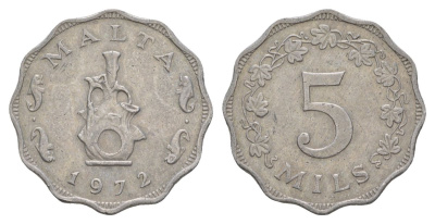 Мальта 5 милей 1972 KM 7 алюминий 4633-1151