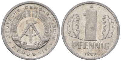 ГДР 1 пфенниг 1983 А KM 8.2 алюминий 4623-442