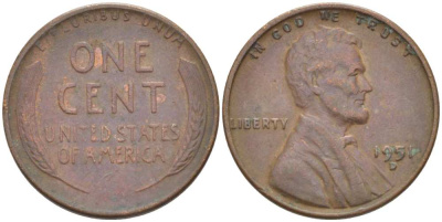 США 1 ЦЕНТ 1951 D, ЛИНКОЛЬН KM А132 медь цинк 218-561
