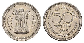 Индия 50 пайс 1963 KM 55 никель UNC 4686-1234