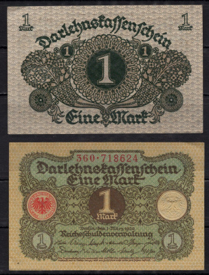 Германия 1 марка 1920 Pick 58 бумага aUNC 7198-14-1-1