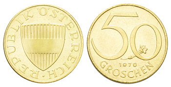 Австрия 50 грошей 1970 KM 2885 алюминиевая бронза PROOF 214-237
