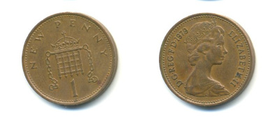 Великобритания 1 пенни 1979 Елизавета II (1952-2022) КМ 915, Spink B1 бронза 59-1612
