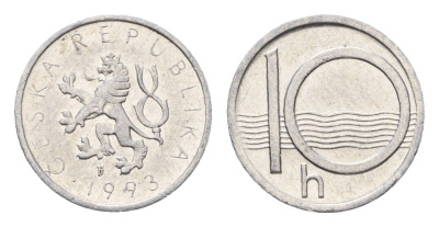Чехия 10 геллеров 1993 KM 6 алюминий 4696-541