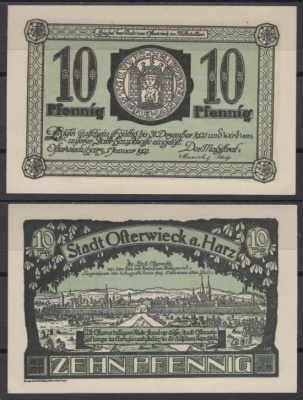 Остервик 10 пфеннигов 1921 Mehl Grabowski 1037.1a бумага UNC (пресс) 8613-49-1-1