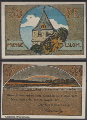 Нойштадт-ам-Рюбенберге 50 пфеннигов 1921 DeNG 2 966.1-2/8 бумага UNC (пресс) 8592-10-4-2