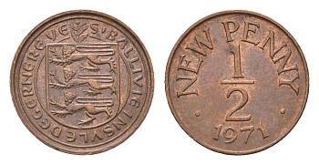 Гернси 1/2 пенни 1971 год-тип KM 20 бронза 4696-241