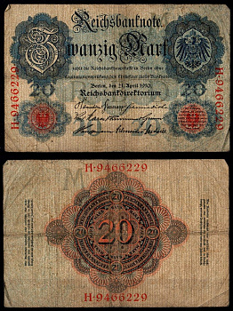 Германия 20 марок 1910 Pick 40 b бумага 7198-45-4-1