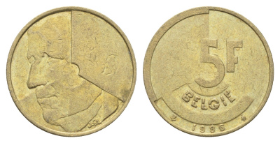 Бельгия 5 франков 1986 Belgie, Бодуэн I (1951-1993) KM 164 медь алюминий никель 4706-323