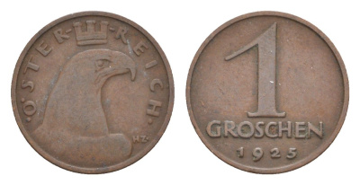 Австрия 1 грош 1925 KM 2836 бронза 4639-964