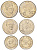 Заир лот из 3 монет 1976-1978 (5, 10 и 20 макута) KM 7, 8, 12 медно-никель UNC 650-1811
