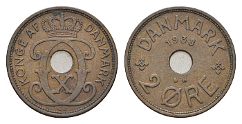 Дания 2 эре 1938 N, Кристиан X (1912-1947) KM 827 бронза 4701-866