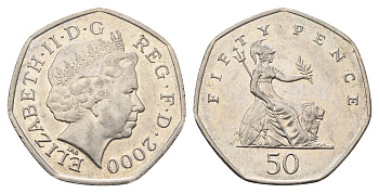 Великобритания 50 пенсов 2000 Елизавета II (1952-2022) KM 991, Spink 4610 (H8) медно-никель 4695-715