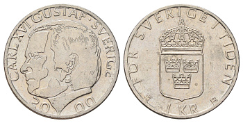 Швеция 1 крона 2000 Карл XVI Густав (1973-) KM 852a медно-никель 4671-411