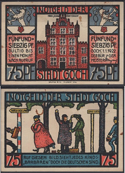 Гох 75 пфеннигов 1921 бумага UNC (пресс) 8595-27-2-1