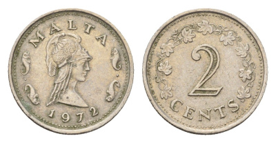 Мальта 2 цента 1972 Пентесилея, царица амазонок KM 9 медно-никель 4702-466