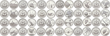 Маршалловы Острова набор из 24 монет (50 долларов) 1989 Вехи освоения космоса, в оригинальной коробке серебро PROOF L1-01-05