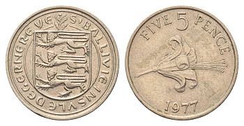 Гернси 5 пенсов 1977 KM 29 медно-никель 4703-1136