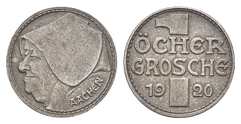Аахен 10 пфеннигов = 1 грош 1920 Men05 70.15, Men18 99.15, Funck 1.5A железо 4708-738