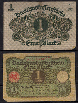 Германия 1 марка 1920 Pick 58 бумага 7198-16-1-1