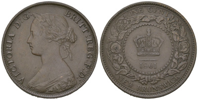 Нью-Брансуик, Канада 1 цент 1861 Виктория (1837-1901) KM 6 бронза 85-1243