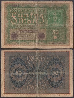 Германия 50 марок 1919 Pick 66 (1) бумага 2192-37-1-2