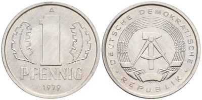 ГДР 1 пфеннииг 1979 A KM 8.2 алюминий 4596-551