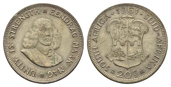 ЮАР 20 центов 1961 Ян ван Рибек KM 61 серебро 4693-517