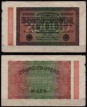 Германия 20000 марок 1923 Pick 85 a бумага 8606-39-2-1