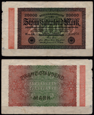 Германия 20000 марок 1923 Pick 85 a бумага 8606-39-2-1