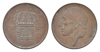 Бельгия 50 сантимов 1992 Belgie, Бодуэн I (1951-1993) KM 149 бронза 4705-314