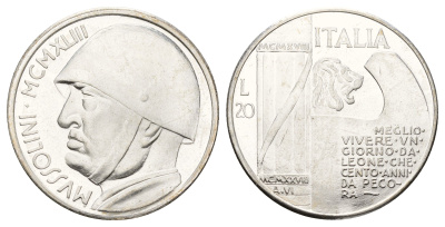 Италия фентезийная монета - жетон - 20 лир 1928 диаметр 35,5 мм, вес 12,2 гр никель UNC 4667-1025