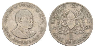 Кения 1 шиллинг 1989 Дэниэл арап Мои KM 20 медно-никель 4650-354