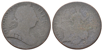 Великобритания 1/2 пенни 1770-1775 Георг III (1760-1820) KM 601, Spink 3774 медь 4707-917