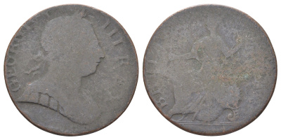 Великобритания 1/2 пенни 1770-1775 Георг III (1760-1820) KM 601, Spink 3774 медь 4707-917