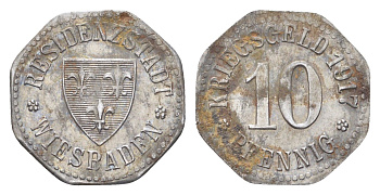 Висбаден 10 пфеннигов 1917 Funck 601.1, Men18 34104.1 железо 4708-837