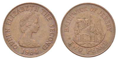 Джерси 2 пенса 1984 Елизавета II (1952-2022), Сент-Хелиер KM 55 бронза 4703-1046