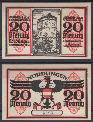 Нердлинген 20 пфеннигов ND (1921) Mehl Grabowski 978.4a-5/5 бумага UNC (пресс) 8592-19-2-2
