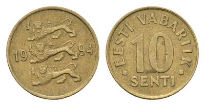 Эстония 10 сентов 1994 KM 22 латунь 4696-139