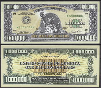 США 1000000 долларов 2005 статуя свободы бумага UNC (пресс) 7197-29-3