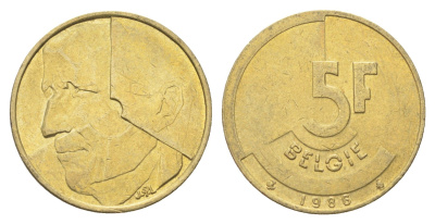 Бельгия 5 франков 1986 Belgie, Бодуэн I (1951-1993) KM 164 медь алюминий никель 4706-313