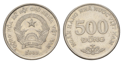 Вьетнам 500 донгов 2003 год-тип KM 74 сталь плакированная никелем 4703-434
